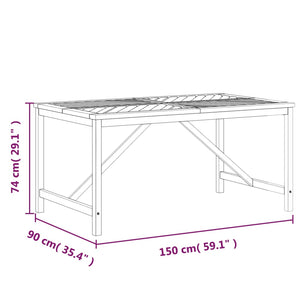 Garten-Esstisch 150x90x74 cm Massivholz Akazie