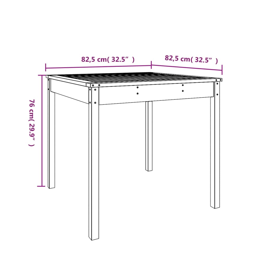 Gartentisch Honigbraun 82,5x82,5x76 cm Massivholz Kiefer