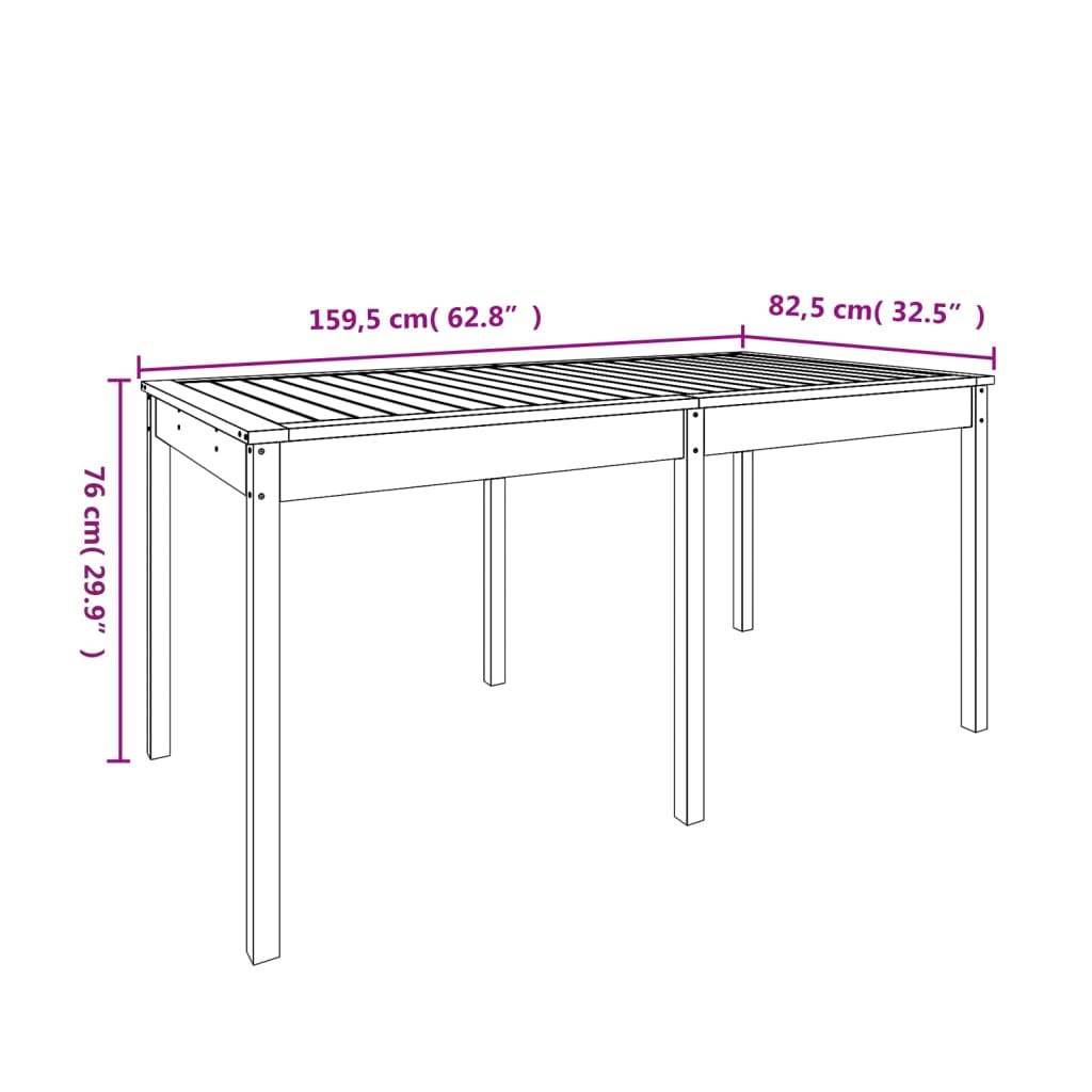 Gartentisch Grau 159,5x82,5x76 cm Massivholz Kiefer