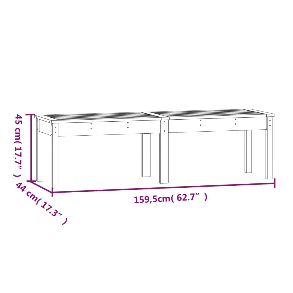 vidaXL Gartenbank 2-Sitzer Honigbraun 159,5x44x45 cm Massivholz Kiefer