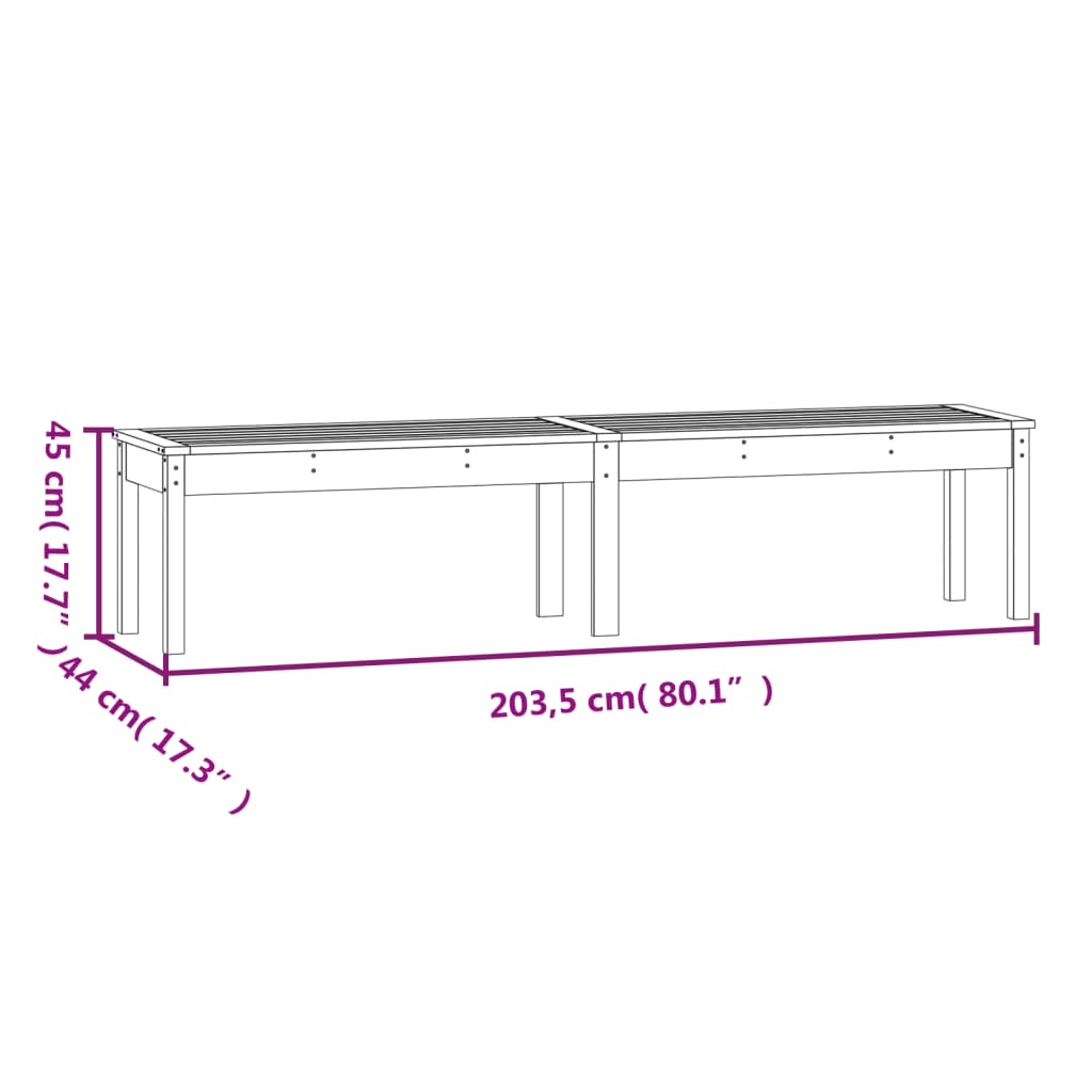 vidaXL Gartenbank 2-Sitzer Honigbraun 203,5x44x45 cm Massivholz Kiefer