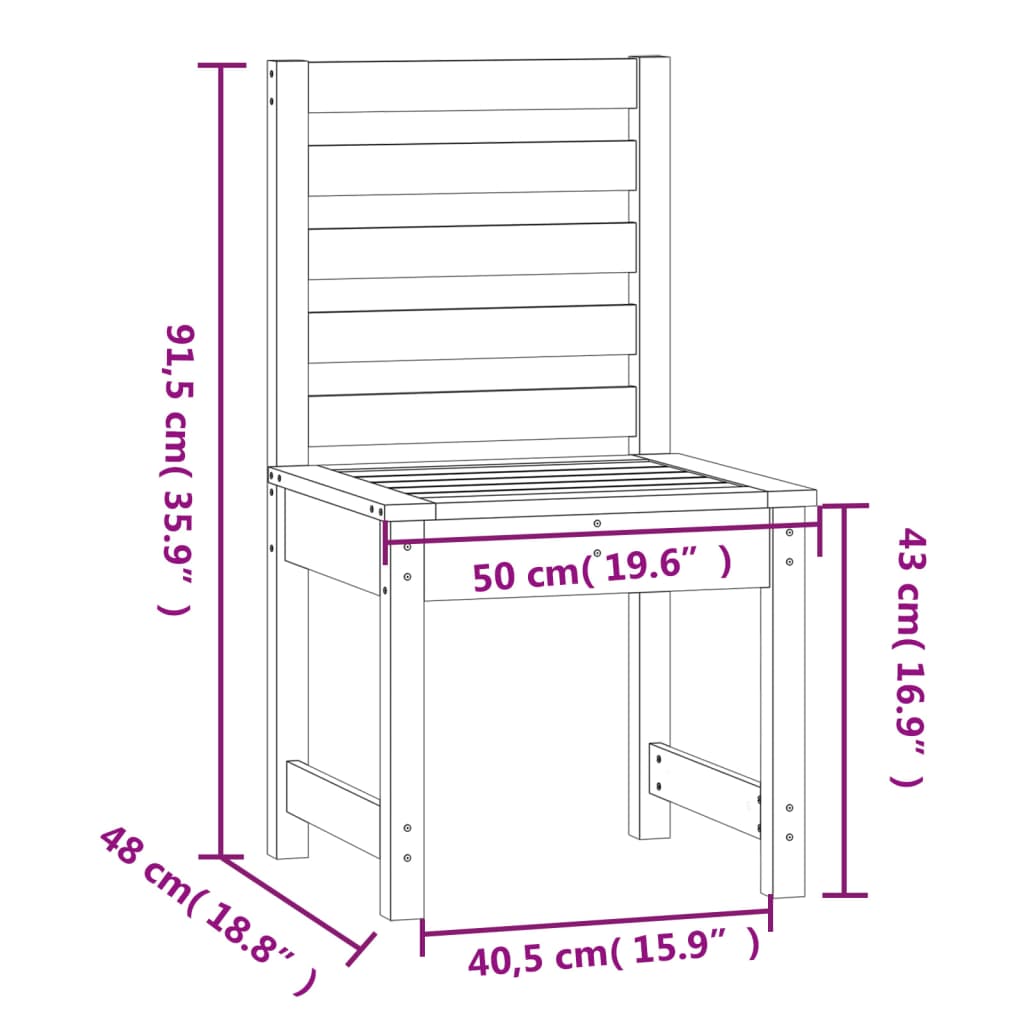 vidaXL Gartenstühle 2 Stk. 50x48x91,5 cm Massivholz Kiefer