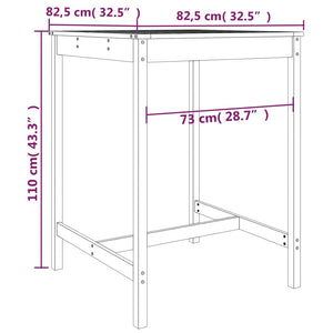 Gartentisch Schwarz 82,5x82,5x110 cm Massivholz Kiefer