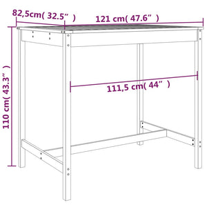 Gartentisch 121x82,5x110 cm Massivholz Douglasie Stilecasa