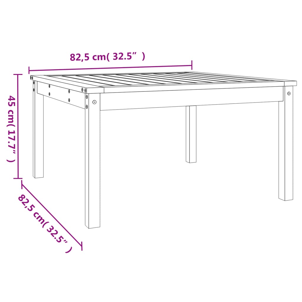 Gartentisch Weiß 82,5x82,5x45 cm Massivholz Kiefer