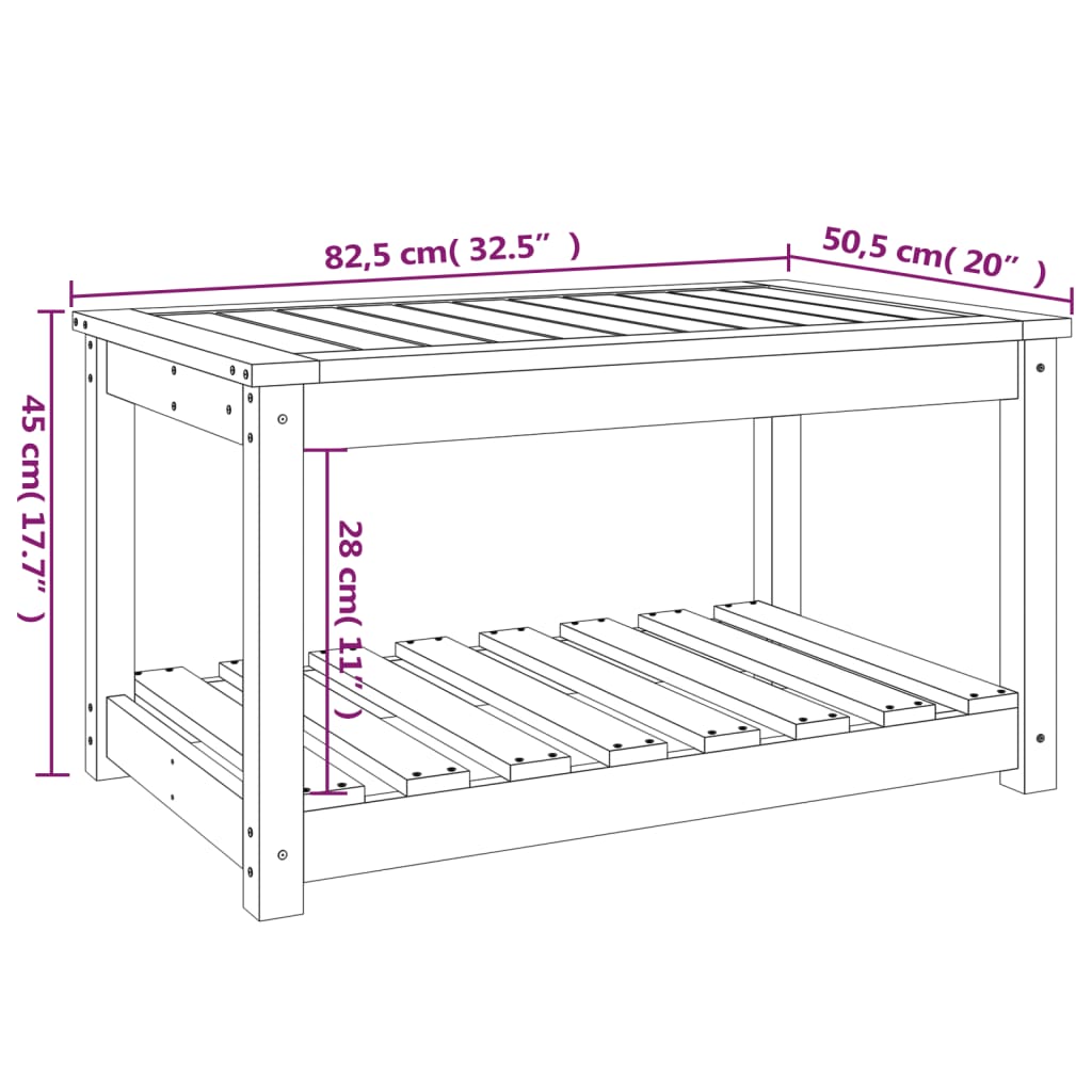 Gartentisch Honigbraun 82,5x50,5x45 cm Massivholz Kiefer