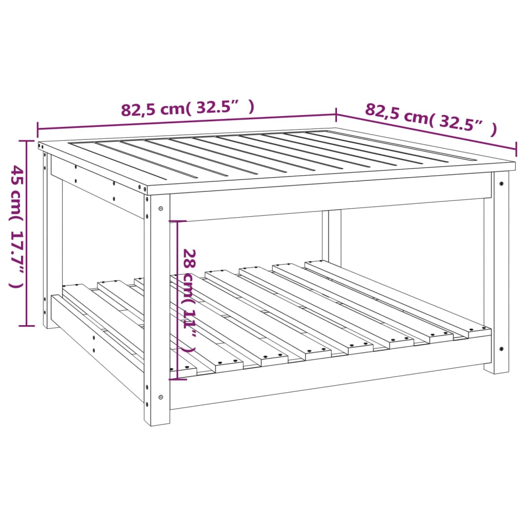 vidaXL Gartentisch 82,5x82,5x45 cm Massivholz Kiefer