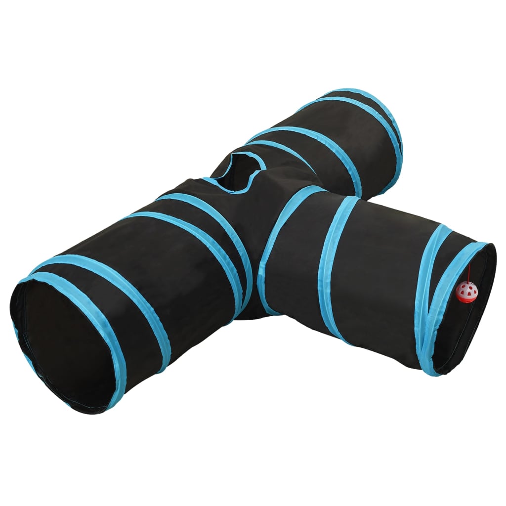 Katzentunnel 3-Wege Schwarz und Blau 90 cm Polyester