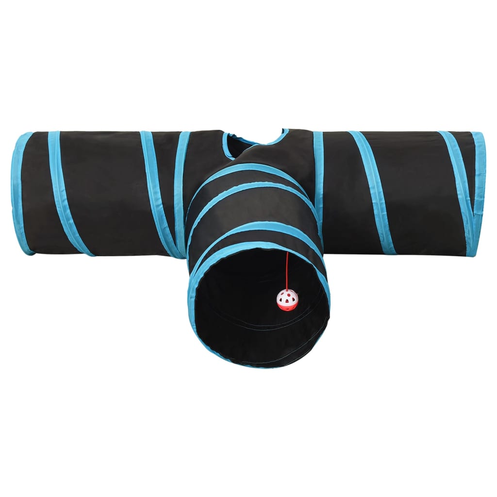 Katzentunnel 3-Wege Schwarz und Blau 90 cm Polyester