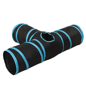 Katzentunnel 3-Wege Schwarz und Blau 90 cm Polyester