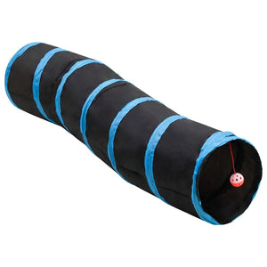 Katzentunnel in S-Form Schwarz und Blau 122 cm Polyester