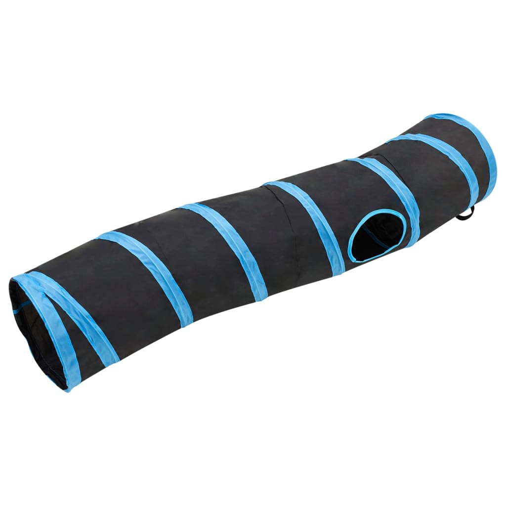 Katzentunnel in S-Form Schwarz und Blau 122 cm Polyester