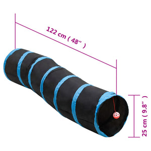 Katzentunnel in S-Form Schwarz und Blau 122 cm Polyester