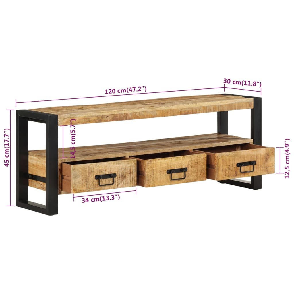 vidaXL TV-Schrank 120x30x45 cm Massivholz Mango