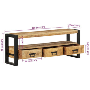 vidaXL TV-Schrank 120x30x45 cm Massivholz Mango