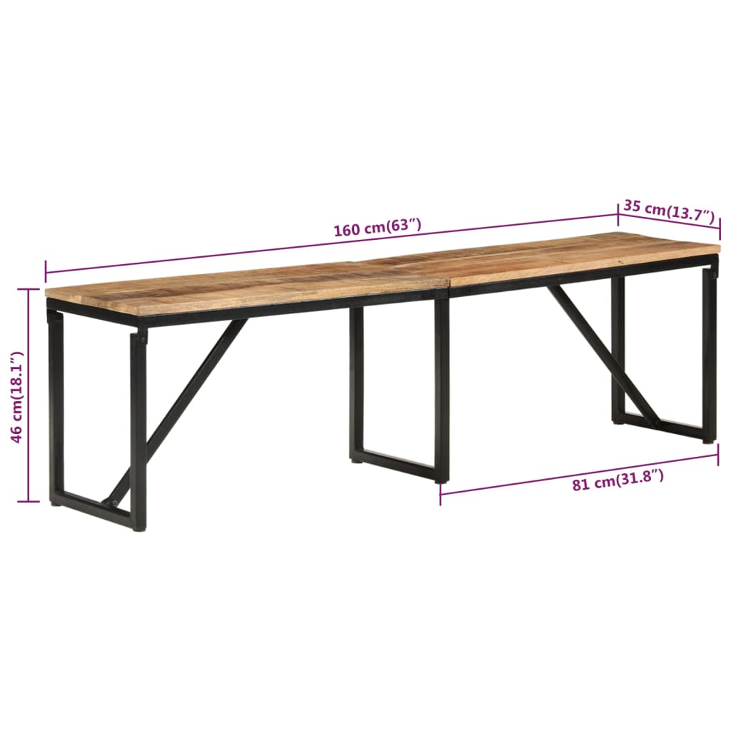 vidaXL Sitzbank 160x35x46 cm Massivholz Mango