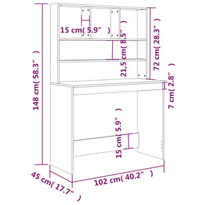 vidaXL Schreibtisch mit Regal Hochglanzweiß 102x45x148cm Holzwerkstoff