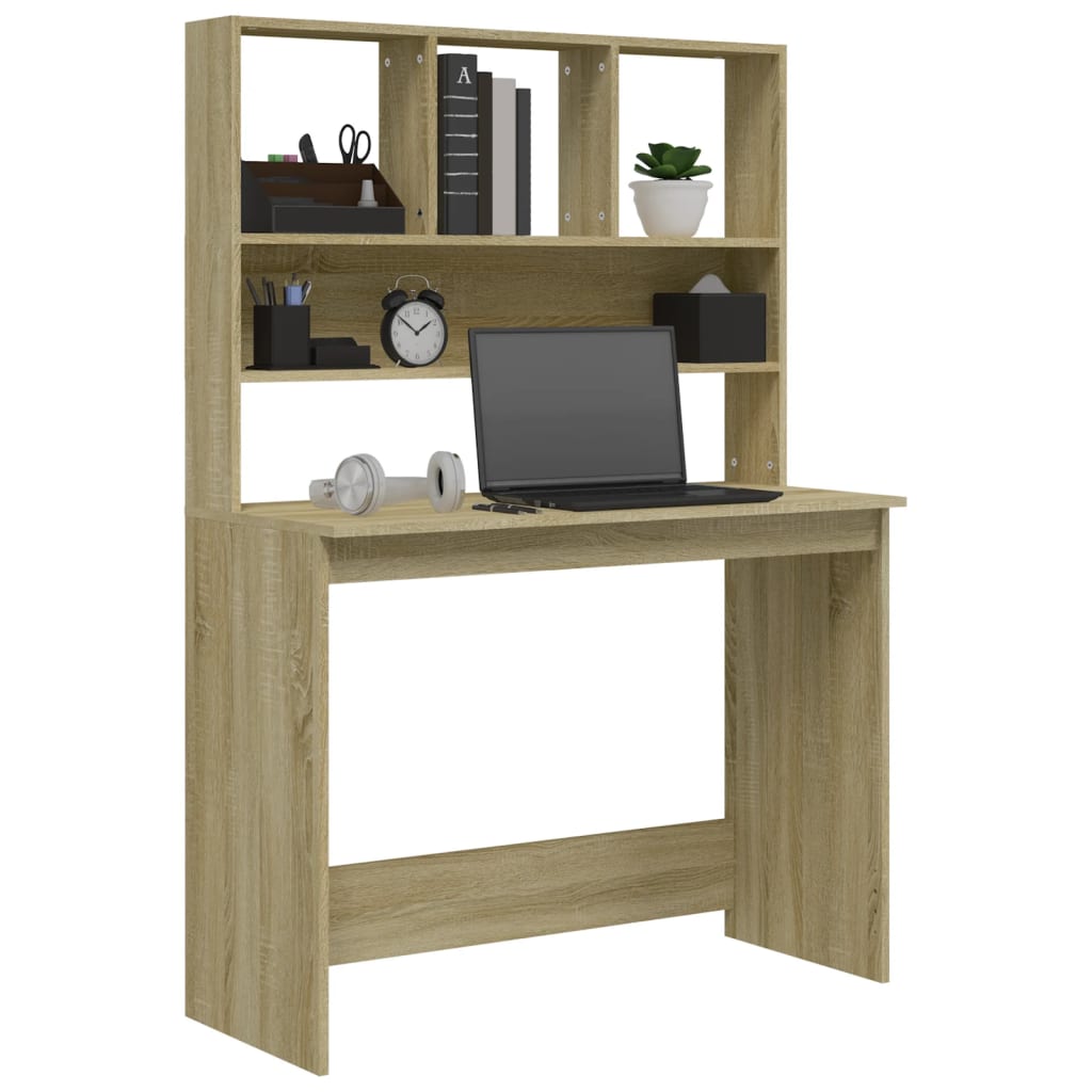 vidaXL Schreibtisch mit Regal Sonoma-Eiche 102x45x148 cm Holzwerkstoff