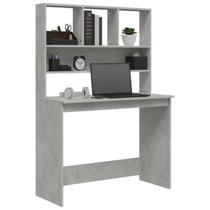 Schreibtisch mit Regal Betongrau 102x45x148 cm Holzwerkstoff Stilecasa