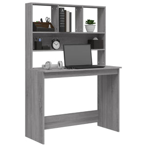 Schreibtisch mit Regal Grau Sonoma 102x45x148 cm Holzwerkstoff Stilecasa