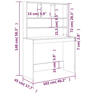 Schreibtisch mit Regal Grau Sonoma 102x45x148 cm Holzwerkstoff Stilecasa