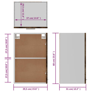 vidaXL Hängeschrank Grau Sonoma 39,5x31x60 cm Holzwerkstoff