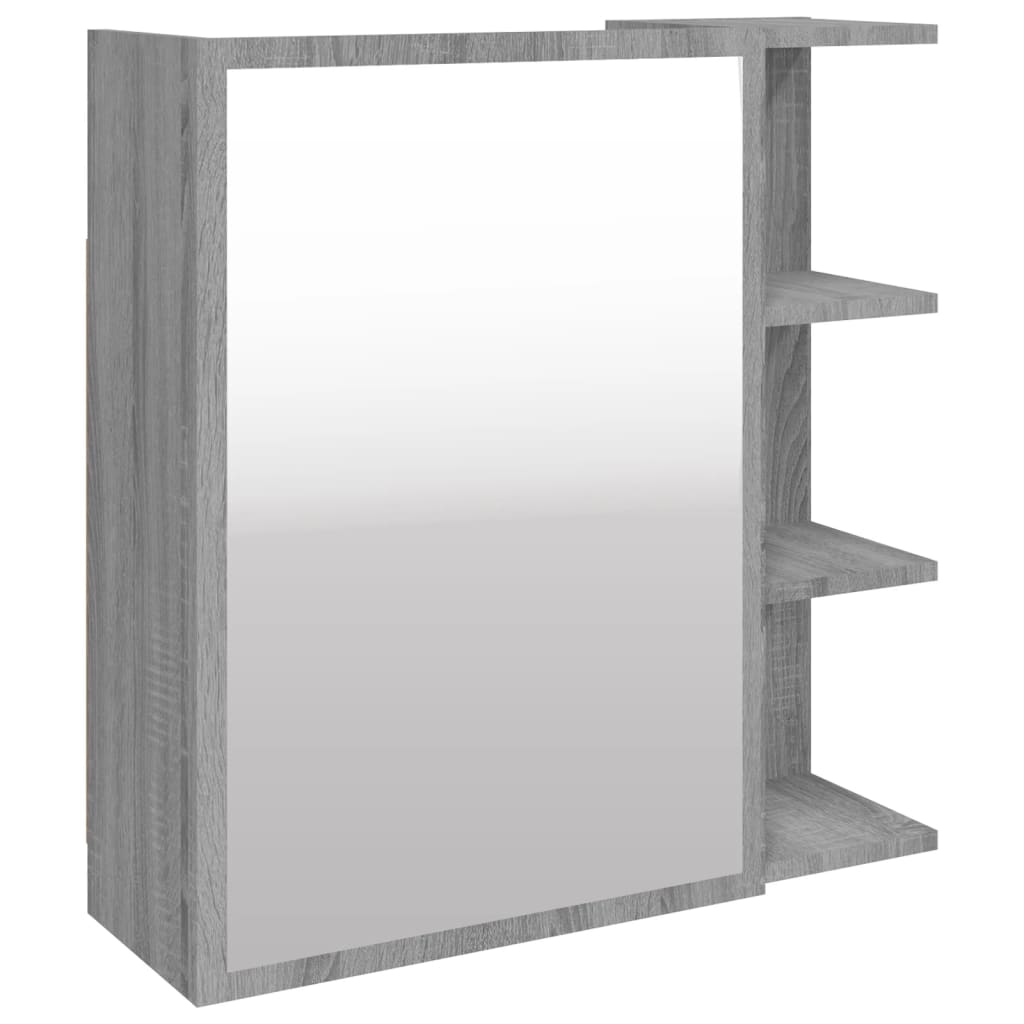 vidaXL Bad-Spiegelschrank Grau Sonoma 62,5x20,5x64 cm Holzwerkstoff