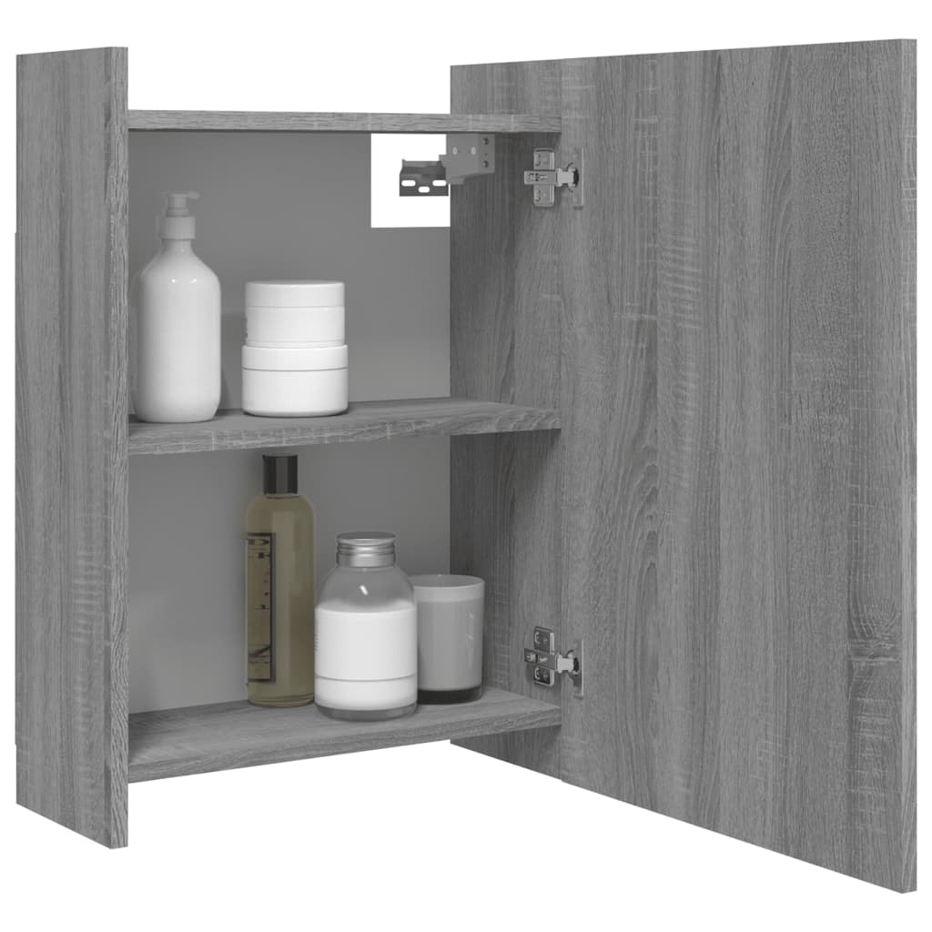 vidaXL Bad-Spiegelschrank Grau Sonoma 62,5x20,5x64 cm Holzwerkstoff