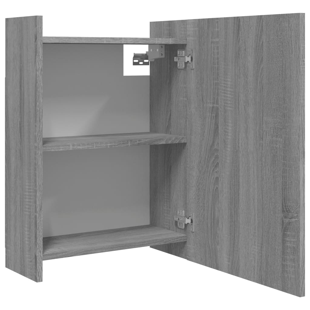 vidaXL Bad-Spiegelschrank Grau Sonoma 62,5x20,5x64 cm Holzwerkstoff