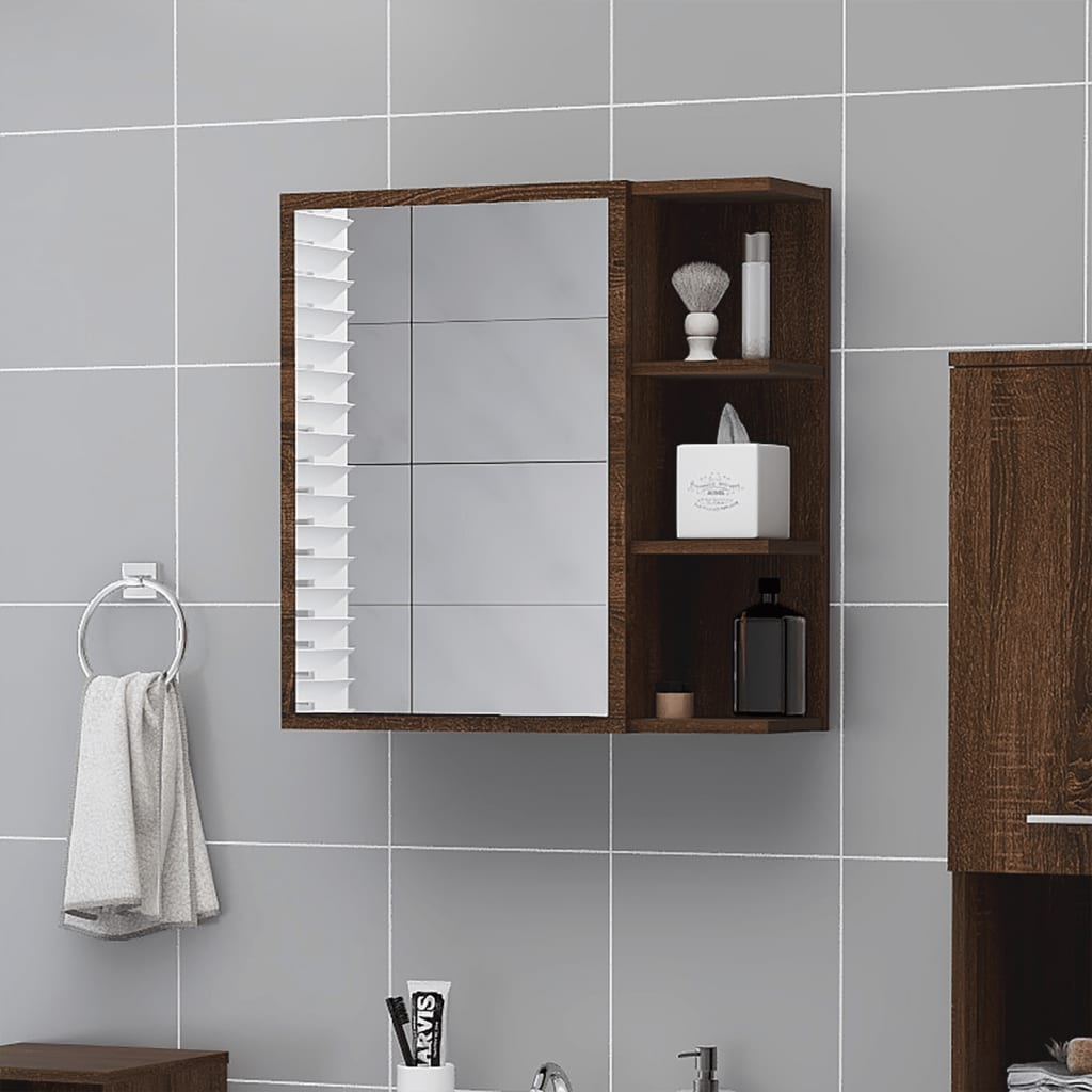 vidaXL Bad-Spiegelschrank Braun Eiche 62,5x20,5x64 cm Holzwerkstoff