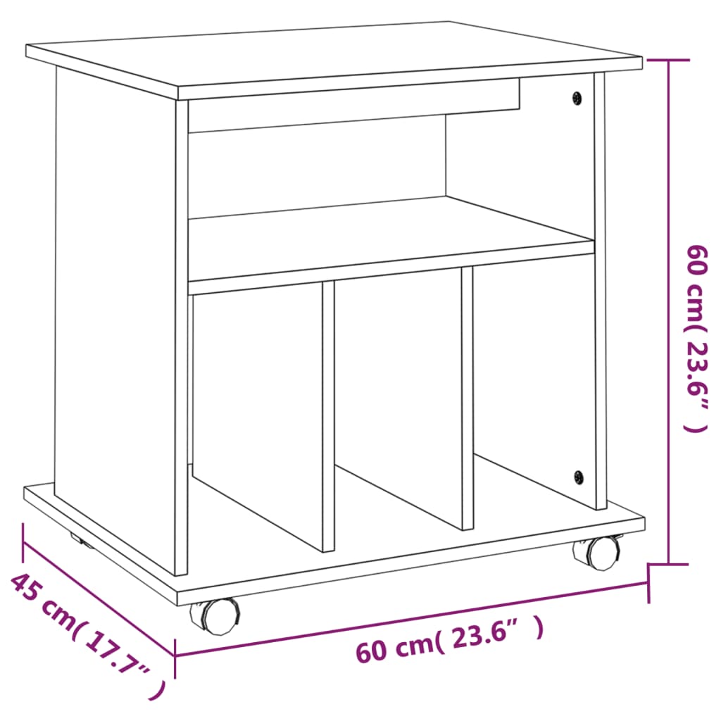 vidaXL Rollschrank Räuchereiche 60x45x60 cm Holzwerkstoff