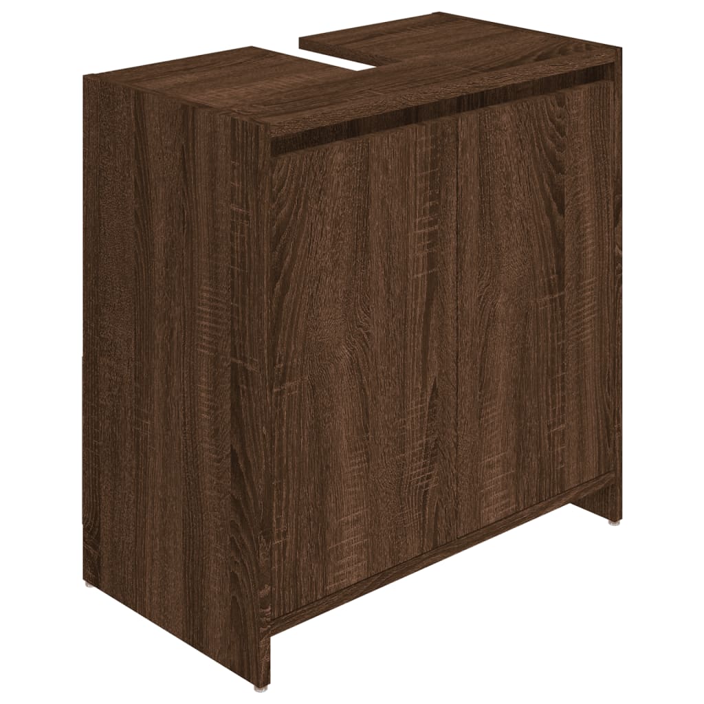 Badschrank Braun Eichen-Optik 60x33x61 cm Holzwerkstoff Stilecasa