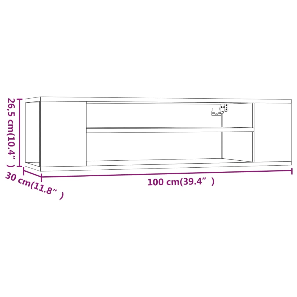 vidaXL TV-Wandschrank Räuchereiche 100x30x26,5 cm Holzwerkstoff