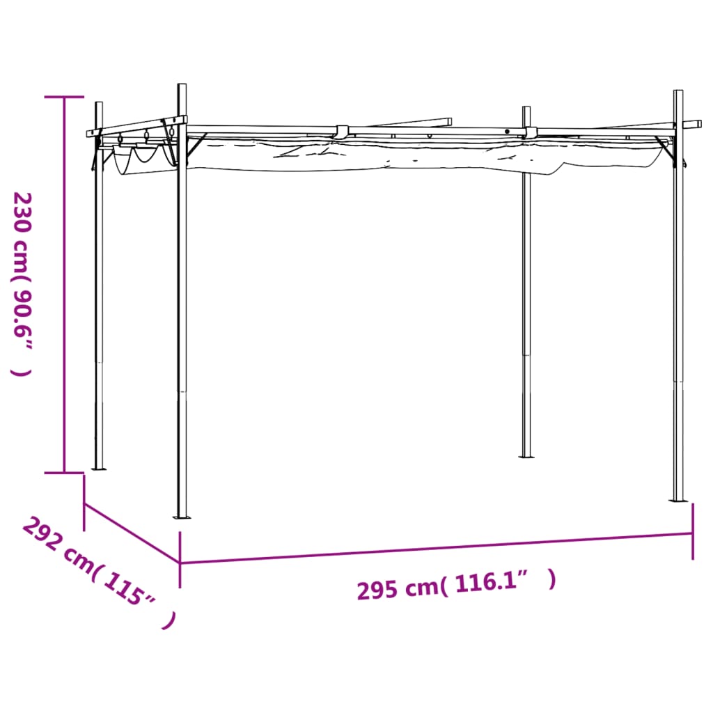 Pergola mit Schiebedach Anthrazit 295x292x230 cm Stilecasa