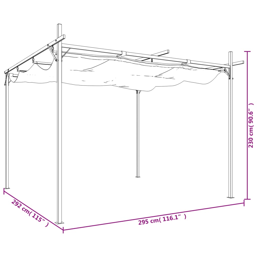 Pergola mit Schiebedach Anthrazit 295x292x230 cm Stilecasa