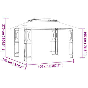 Pavillon mit Dach Anthrazit 400x300x270 cm Stahl Stilecasa