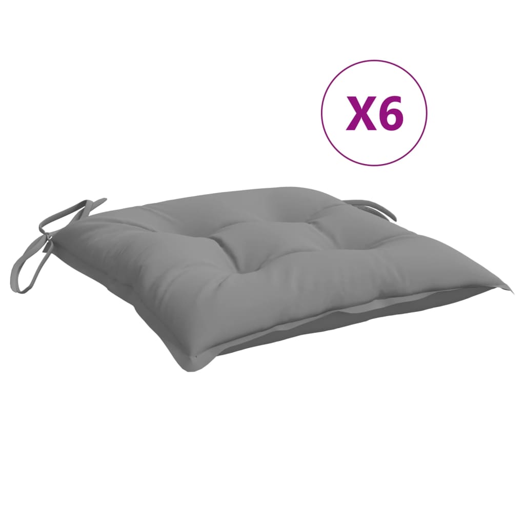 vidaXL Stuhlkissen 6 Stk. Grau 40x40x7 cm Oxford-Gewebe