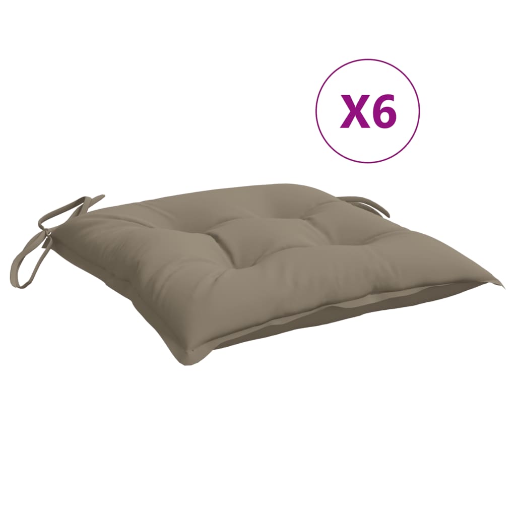 vidaXL Stuhlkissen 6 Stk. Taupe 40x40x7 cm Oxford-Gewebe