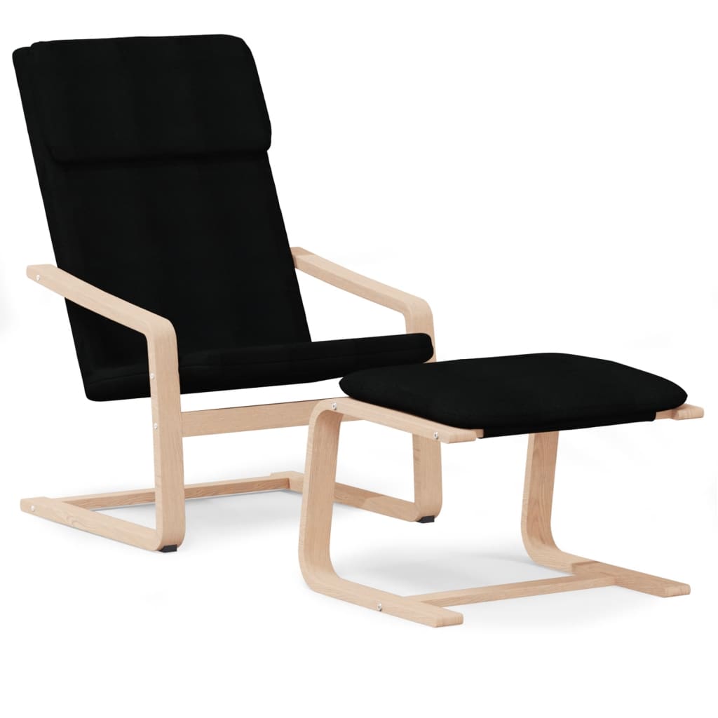 vidaXL Relaxsessel mit Hocker Schwarz Stoff