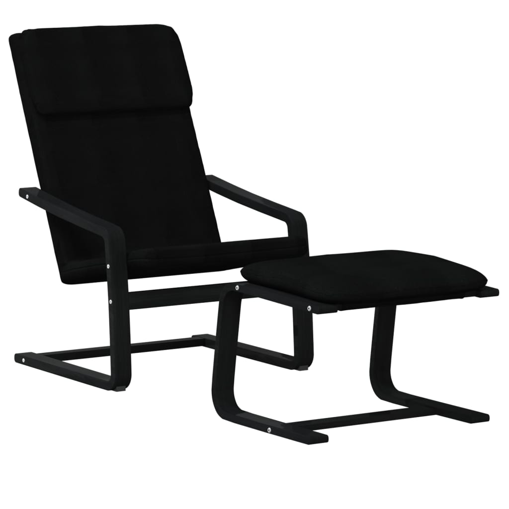 vidaXL Relaxsessel mit Hocker Schwarz Stoff