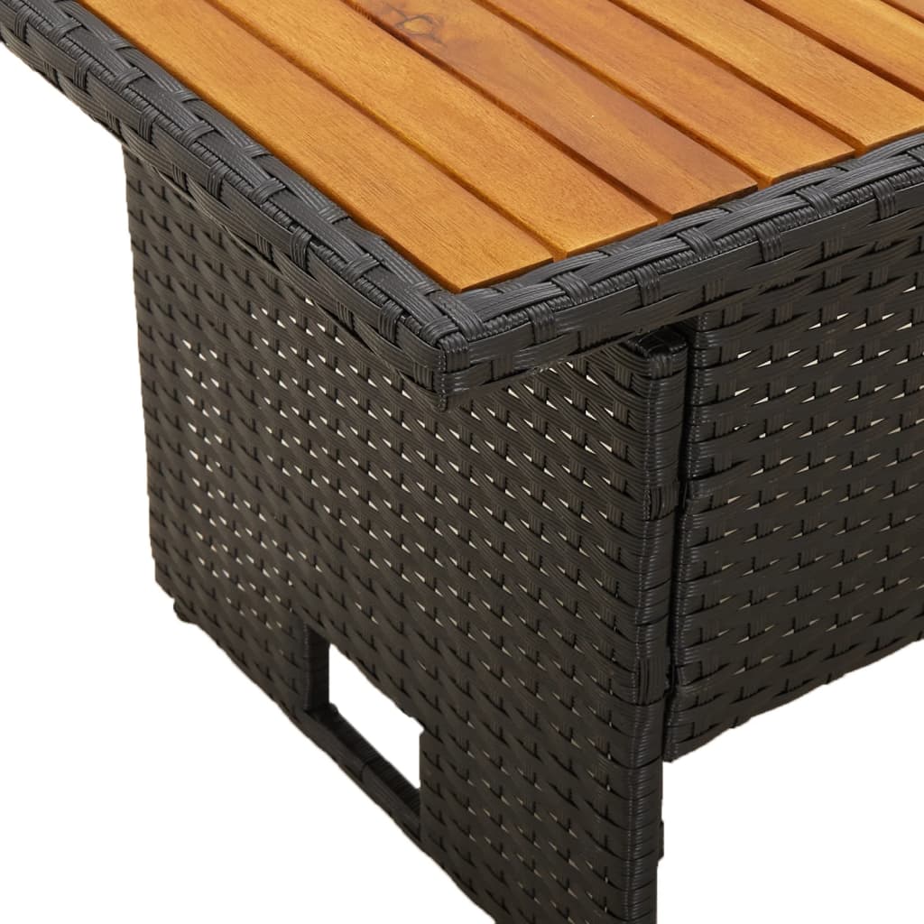 Gartentisch Schwarz 100x50x43/63 cm Akazienholz & Poly Rattan