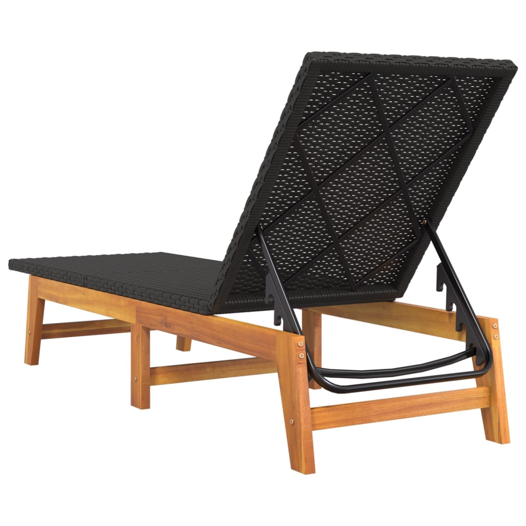 Sonnenliege mit Tisch Poly Rattan und Massivholz Akazie