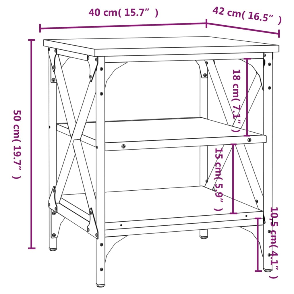 vidaXL Beistelltische 2 Stk. Schwarz 40x42x50 cm Holzwerkstoff