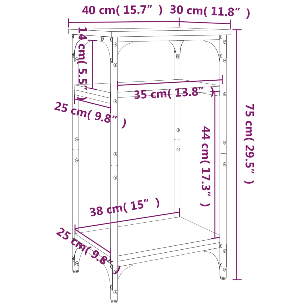 Beistelltisch Grau Sonoma 40x30x75 cm Holzwerkstoff Stilecasa