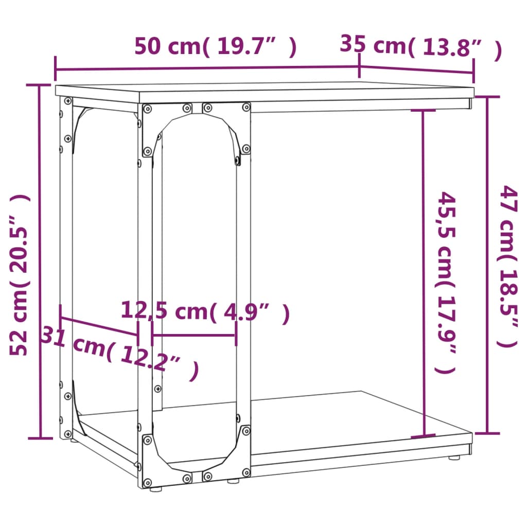 vidaXL Beistelltisch Räuchereiche 50x35x52 cm Holzwerkstoff