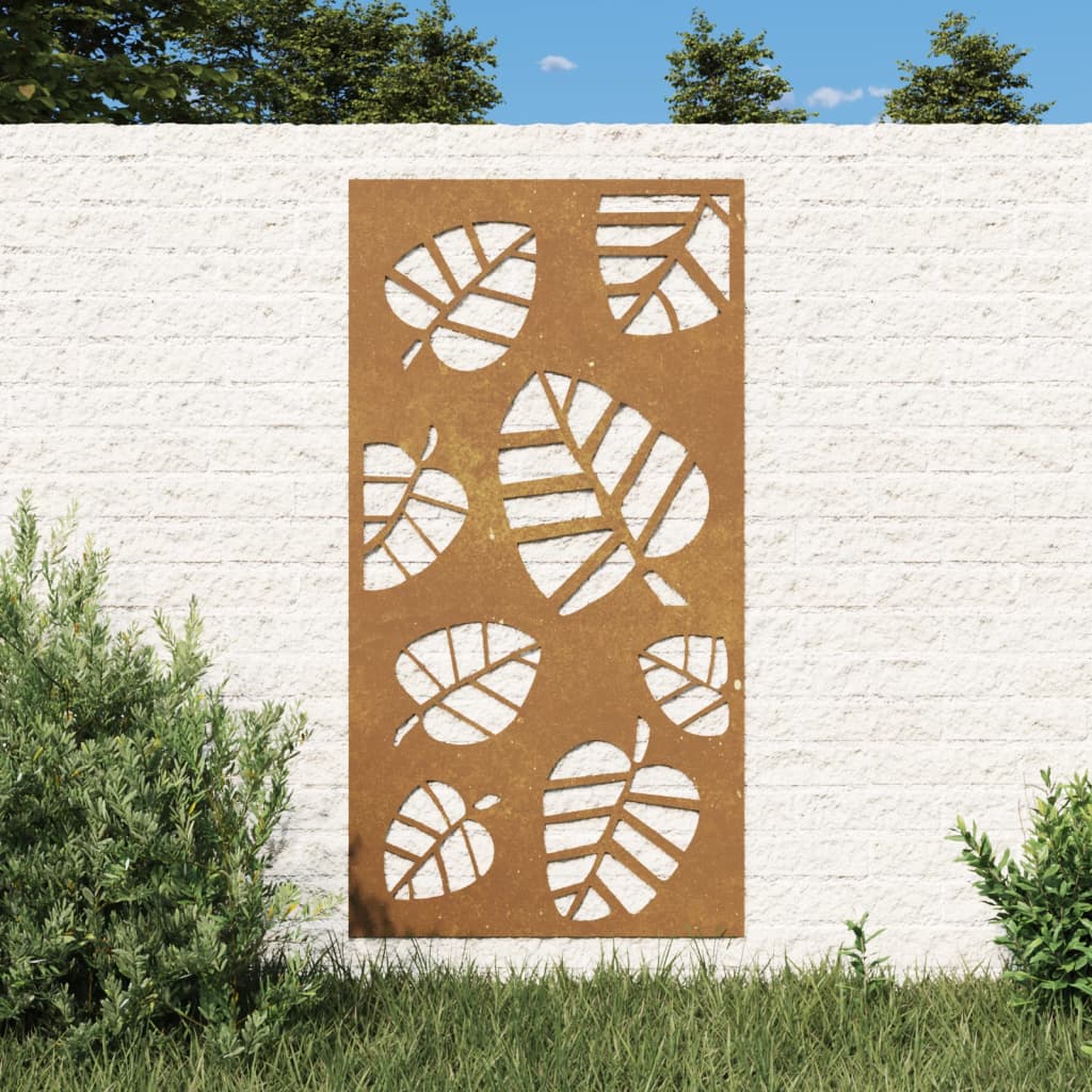 Garten-Wanddeko 105x55 cm Cortenstahl Blatt-Design