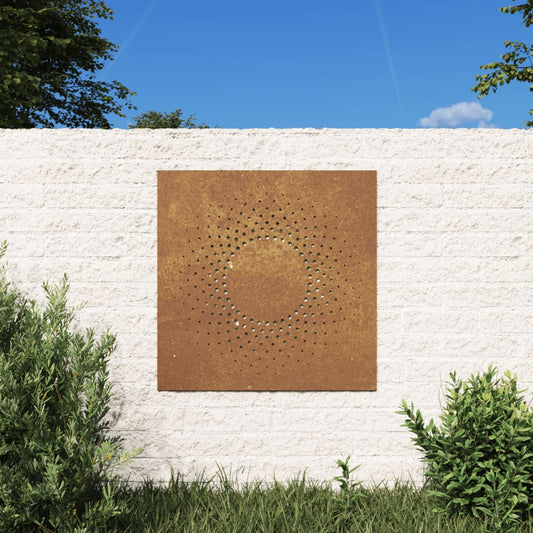 Garten-Wanddeko 55x55 cm Cortenstahl Sonne-Design