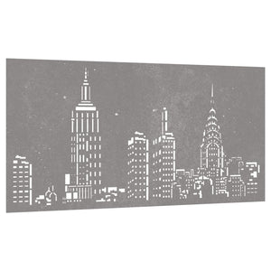 Garten-Wanddeko 105x55 cm Cortenstahl Skyline-Design