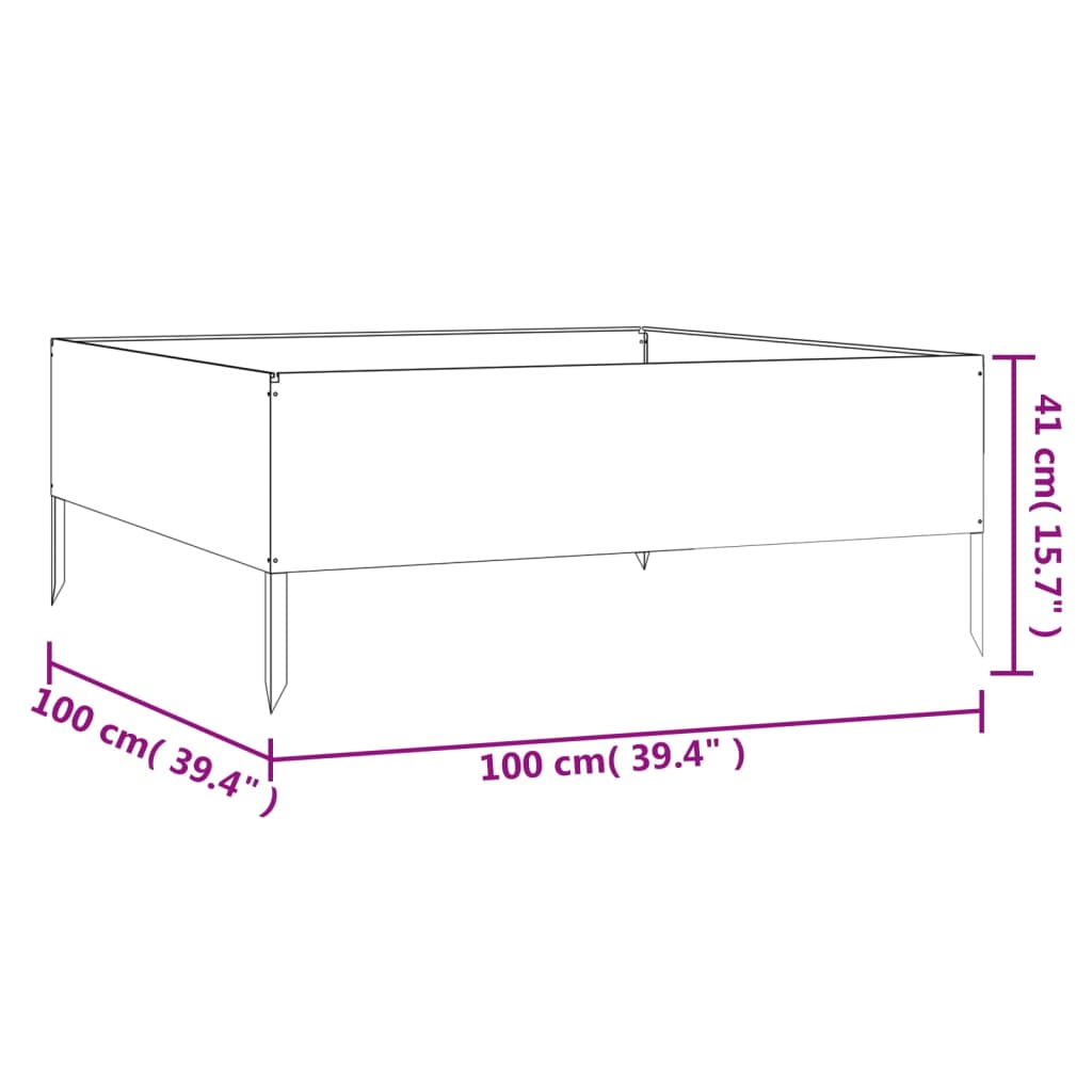 Hochbeet 100x100x41 cm Cortenstahl Stilecasa