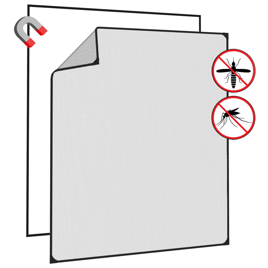 Magnet-Insektenschutz für Fenster Anthrazit 120x140 cm Stilecasa